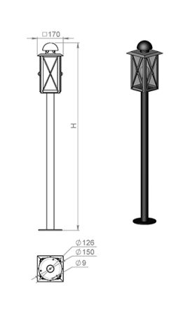 уличный фонарь Русские Фонари Baveno 260-31/bg-14, 600 мм
